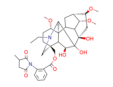 78018-32-3,Aconitane-6,7,8-triol,20-ethyl-1,14,16- trimethoxy-4-[[[2-(3-methyl-2,5-dioxo-1- pyrrolidinyl)benzoyl]oxy]methyl]-,(1R,6â,14R,- 16â)- ,
