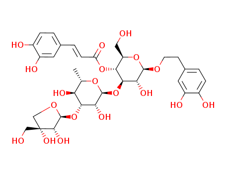 2-(3,4-dihydroxyphenyl)ethyl 3-O-{6-deoxy-3-O-[(2S,3R,4R)-3,4-dihydroxy-4-(hydroxymethyl)tetrahydrofuran-2-yl]-alpha-L-mannopyranosyl}-4-O-[(2E)-3-(3,4-dihydroxyphenyl)prop-2-enoyl]-beta-D-glucopyrano