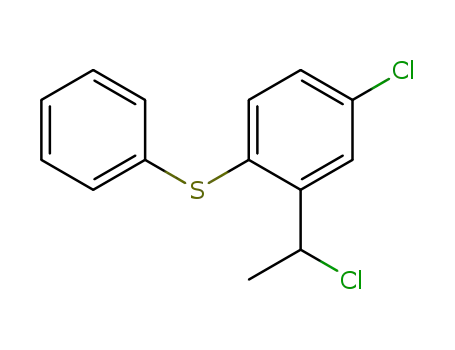 Molecular Structure of 67643-13-4 (Benzene, 4-chloro-2-(1-chloroethyl)-1-(phenylthio)-)
