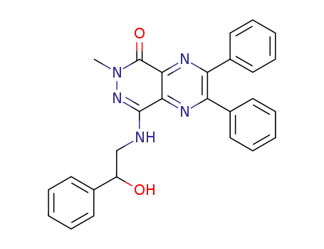 Molecular Structure of 133219-13-3 (8-(2-Hydroxy-2-phenyl-ethylamino)-6-methyl-2,3-diphenyl-6H-pyrazino[2,3-d]pyridazin-5-one)