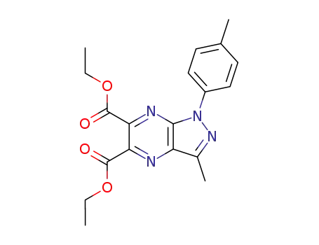 Molecular Structure of 90094-69-2 (1H-Pyrazolo[3,4-b]pyrazine-5,6-dicarboxylic acid,
3-methyl-1-(4-methylphenyl)-, diethyl ester)