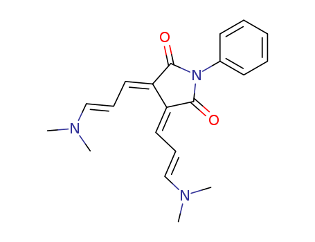 Molecular Structure of 112630-02-1 (2,5-Pyrrolidinedione,
3,4-bis[3-(dimethylamino)-2-propenylidene]-1-phenyl-, (E,E,E,Z)-)