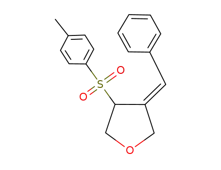 Molecular Structure of 89479-02-7 (Furan, tetrahydro-3-[(4-methylphenyl)sulfonyl]-4-(phenylmethylene)-, (Z)-)