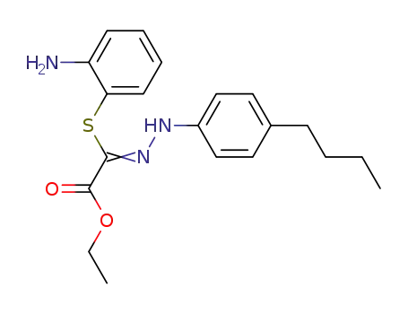 Molecular Structure of 89479-48-1 (Acetic acid, [(2-aminophenyl)thio][(4-butylphenyl)hydrazono]-, ethyl
ester)