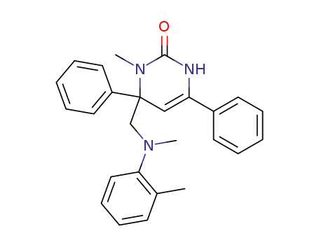 Molecular Structure of 119638-83-4 (3-Methyl-4-[(methyl-o-tolyl-amino)-methyl]-4,6-diphenyl-3,4-dihydro-1H-pyrimidin-2-one)