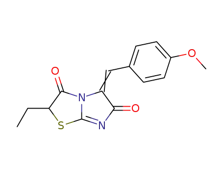 Molecular Structure of 89990-70-5 (Imidazo[2,1-b]thiazole-3,6(2H,5H)-dione,
2-ethyl-5-[(4-methoxyphenyl)methylene]-)