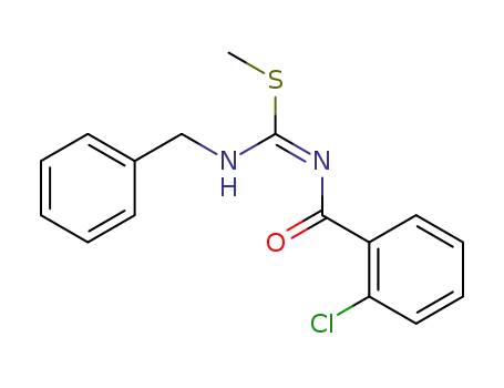 Molecular Structure of 74074-28-5 (Carbamimidothioic acid, N-(2-chlorobenzoyl)-N'-(phenylmethyl)-, methylester)