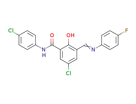 Molecular Structure of 111870-33-8 ((5E)-3-chloro-N-(4-chlorophenyl)-5-{[(4-fluorophenyl)amino]methylidene}-6-oxocyclohexa-1,3-diene-1-carboxamide)