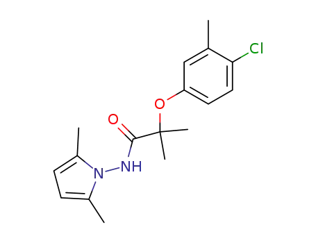 Molecular Structure of 124237-33-8 (2-(4-chloro-3-methylphenoxy)-N-(2,5-dimethyl-1H-pyrrol-1-yl)-2-methylpropanamide)