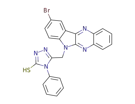 Molecular Structure of 109322-26-1 (5-[(9-bromo-6H-indolo[2,3-b]quinoxalin-6-yl)methyl]-4-phenyl-2,4-dihydro-3H-1,2,4-triazole-3-thione)