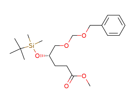Molecular Structure of 82065-61-0 (Pentanoic acid,
4-[[(1,1-dimethylethyl)dimethylsilyl]oxy]-5-[(phenylmethoxy)methoxy]-,
methyl ester, (S)-)