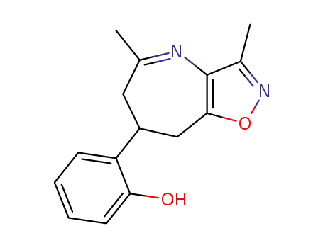 Molecular Structure of 80610-12-4 (2-(3,5-dimethyl-7,8-dihydro-6H-[1,2]oxazolo[4,5-b]azepin-7-yl)phenol)