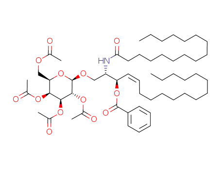 Benzoic acid (Z)-(R)-1-[(S)-1-hexadecanoylamino-2-((2R,3R,4S,5S,6R)-3,4,5-triacetoxy-6-acetoxymethyl-tetrahydro-pyran-2-yloxy)-ethyl]-hexadec-2-enyl ester