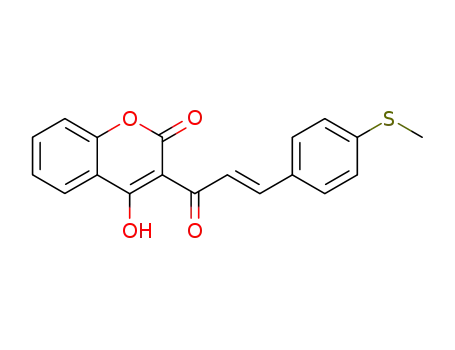 Molecular Structure of 90105-17-2 (2H-1-Benzopyran-2-one,
4-hydroxy-3-[3-[4-(methylthio)phenyl]-1-oxo-2-propenyl]-, (E)-)