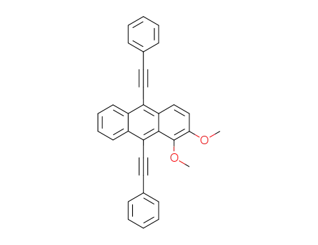 Molecular Structure of 80034-23-7 (Anthracene, 1,2-dimethoxy-9,10-bis(phenylethynyl)-)