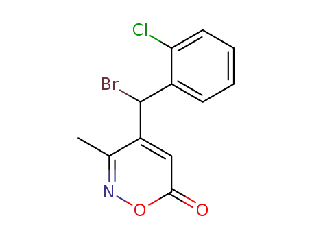 Molecular Structure of 190380-40-6 (6H-1,2-Oxazin-6-one, 4-[bromo(2-chlorophenyl)methyl]-3-methyl-)
