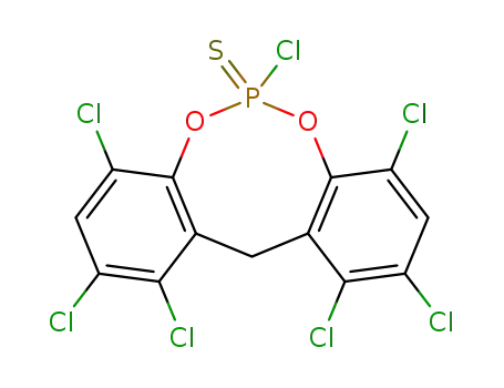 Molecular Structure of 173547-17-6 (1,2,4,6,8,10,11-heptachloro-12H-dibenzo<d,g><1,3,2>dioxaphosphocin-6-sulfide)