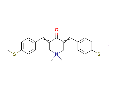 Molecular Structure of 142808-55-7 (Piperidinium,1,1-dimethyl-3,5-bis[[4-(methylthio)phenyl]methylene]-4-oxo-, iodide (1:1))