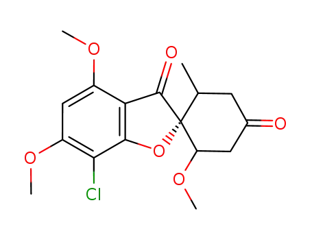 Molecular Structure of 17793-63-4 (Spiro[benzofuran-2(3H),1'-cyclohexane]-3,4'- dione,7-chloro-2',4,6-trimethoxy-6'-methyl- )