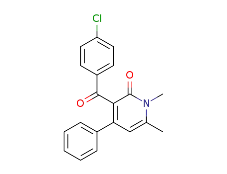 Molecular Structure of 143572-56-9 (3-(4-Chlorobenzoyl)-1,6-dimethyl-4-phenyl-2(1H)-pyridinone)