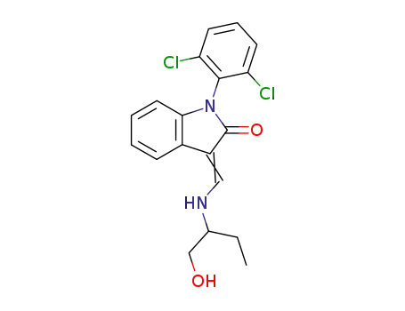 Molecular Structure of 172371-98-1 ((3Z)-1-(2,6-dichlorophenyl)-3-({[1-(hydroxymethyl)propyl]amino}methylidene)-1,3-dihydro-2H-indol-2-one)