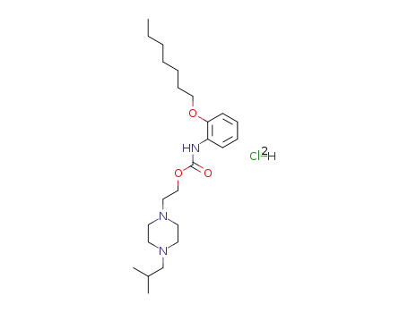 Molecular Structure of 141312-26-7 (2-[4-(2-methylpropyl)piperazin-1-yl]ethyl [2-(heptyloxy)phenyl]carbamate dihydrochloride)