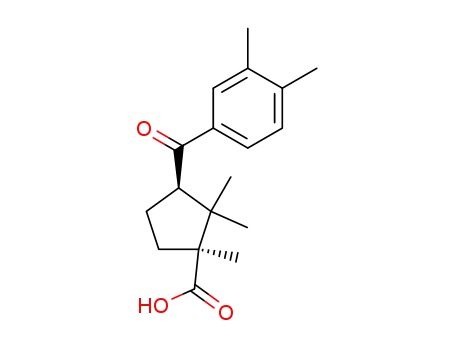 Molecular Structure of 61469-02-1 (Cyclopentanecarboxylic acid, 3-(3,4-dimethylbenzoyl)-1,2,2-trimethyl-)