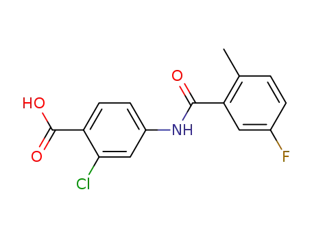 Molecular Structure of 168080-49-7 (2-chloro-4-(5-fluoro-2-methylbenzamido)benzoic acid)