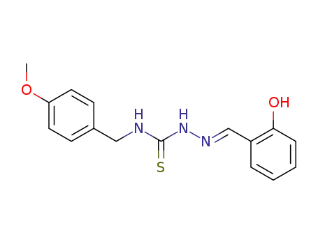 Molecular Structure of 186453-51-0 (Hydrazinecarbothioamide, 2-((2-hydroxyphenyl)methylene)-N-((4-methoxyp henyl)methyl)-)