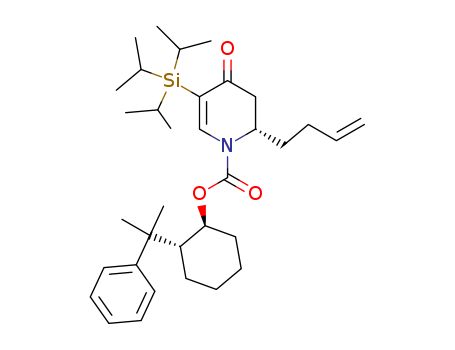 Molecular Structure of 197841-58-0 (1(2H)-Pyridinecarboxylic acid,
2-(3-butenyl)-3,4-dihydro-4-oxo-5-[tris(1-methylethyl)silyl]-,
(1S,2R)-2-(1-methyl-1-phenylethyl)cyclohexyl ester, (2S)-)
