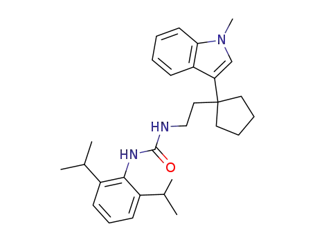 Molecular Structure of 145131-13-1 (1-[2,6-bis(1-methylethyl)phenyl]-3-{2-[1-(1-methyl-1H-indol-3-yl)cyclopentyl]ethyl}urea)