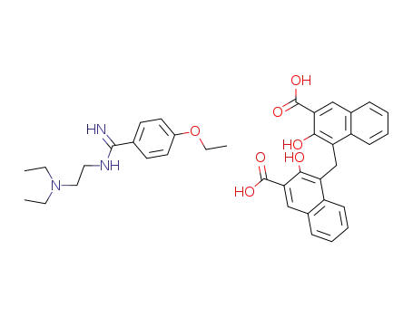 Molecular Structure of 125575-08-8 (4-[(3-carboxy-2-hydroxy-naphthalen-1-yl)methyl]-3-hydroxy-naphthalene-2-carboxylic acid; N-(2-diethylaminoethyl)-4-ethoxy-benzenecarboximidamide)