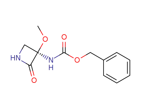 Molecular Structure of 78115-08-9 (Carbamic acid, (3-methoxy-2-oxo-3-azetidinyl)-, phenylmethyl ester,
(R)-)