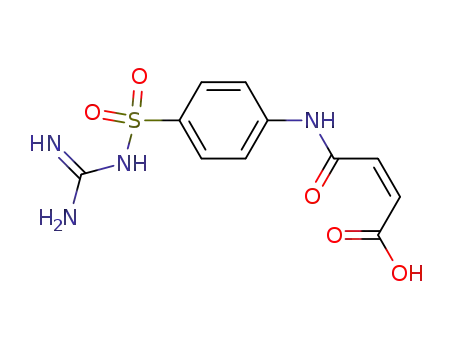 Molecular Structure of 37560-02-4 (2-Butenoic acid,
4-[[4-[[(aminoiminomethyl)amino]sulfonyl]phenyl]amino]-4-oxo-, (Z)-)