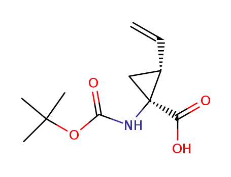 Molecular Structure of 213316-50-8 (Cyclopropanecarboxylic acid, 1-[[(1,1-dimethylethoxy)carbonyl]amino]-2-ethenyl-, (1R,2S)-rel-)