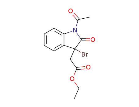 Molecular Structure of 143209-40-9 (1H-Indole-3-acetic acid, 1-acetyl-3-bromo-2,3-dihydro-2-oxo-, ethyl
ester)