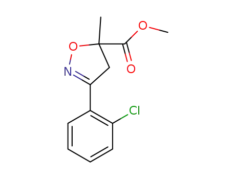 Molecular Structure of 855310-62-2 (5-Isoxazolecarboxylic acid, 3-(2-chlorophenyl)-4,5-dihydro-5-methyl-,
methyl ester)