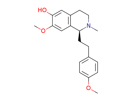 Molecular Structure of 129724-56-7 (6-Isoquinolinol,1,2,3,4-tetrahydro-7-methoxy-1-[2-(4-methoxyphenyl)ethyl]-2-methyl-, (1S)-)