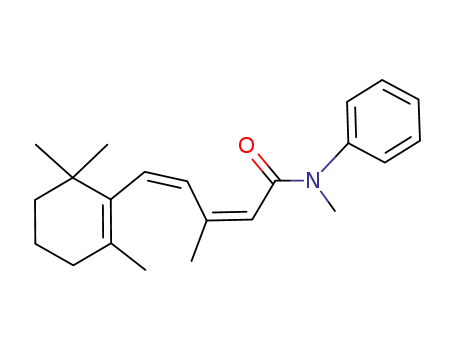 Molecular Structure of 87801-34-1 (2,4-Pentadienamide,
N,3-dimethyl-N-phenyl-5-(2,6,6-trimethyl-1-cyclohexen-1-yl)-, (Z,Z)-)
