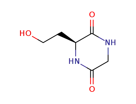 Molecular Structure of 89959-25-1 ((S)-3-(2-HYDROXYETHYL)-2,5-DIKETOPIPERAZINE)