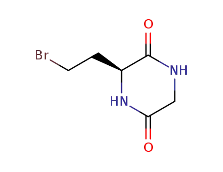 Molecular Structure of 89959-26-2 ((S)-3-(2-BROMOETHYL)-2,5-DIKETOPIPERAZINE)