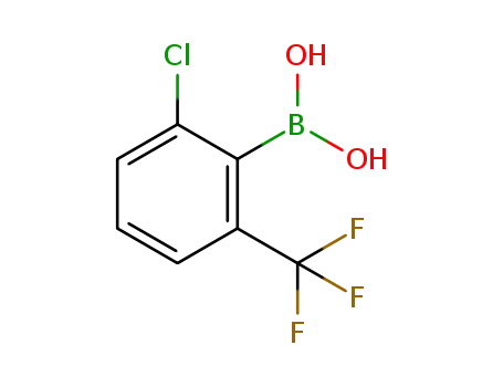 Molecular Structure of 851756-52-0 (2-CHLORO-6-(TRIFLUOROMETHYL)PHENYLBORONIC ACID)