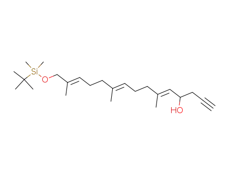 Molecular Structure of 121747-12-4 ((5E,9E,13E)-15-<(tert-Butyldimethylsilyl)oxy>-6,10,14-trimethyl-5,9,13-pentadecatrien-1-yn-4-ol)