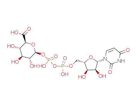 Molecular Structure of 106864-00-0 ((2S,3S,4S,5R,6S)-5-{[{[{[(2R,3S,4R,5R)-5-(2,4-dioxo-3,4-dihydropyrimidin-1(2H)-yl)-3,4-dihydroxytetrahydrofuran-2-yl]methoxy}(hydroxy)phosphoryl]oxy}(hydroxy)phosphoryl]oxy}-3,4,6-trihydroxytetrahydro-2H-pyran-2-carboxylic acid (non-preferred name))