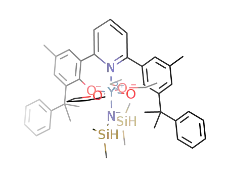 Molecular Structure of 1510836-92-6 ({ONO<sup>Me,Cumyl</sup>}Y[N(SiHMe<sub>2</sub>)<sub>2</sub>](THF)(Et<sub>2</sub>O))