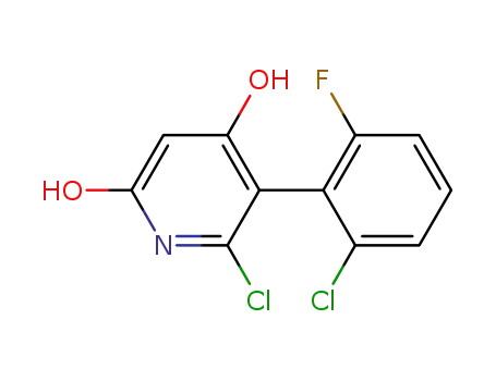 Molecular Structure of 872853-49-1 (2(1H)-Pyridinone, 6-chloro-5-(2-chloro-6-fluorophenyl)-4-hydroxy-)