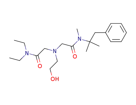 Molecular Structure of 110272-39-4 (<2-Hydroxy-aethyl>-<N.N-diaethyl-carbamoylmethyl>-<N-methyl-N-(α.α-dimethyl-phenaethyl)-carbamoylmethyl>-amin)