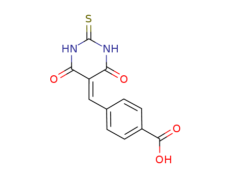 Molecular Structure of 185140-23-2 (Benzoic acid,
4-[(tetrahydro-4,6-dioxo-2-thioxo-5(2H)-pyrimidinylidene)methyl]-)