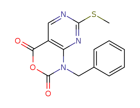 Molecular Structure of 686267-35-6 (1-benzyl-7-(methylthio)-1H-pyrimido[4,5-d][1,3]oxazine-2,4-dione)