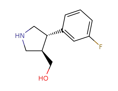 Molecular Structure of 915390-10-2 (((3R,4S)-4-(3-Fluorophenyl)pyrrolidin-3-yl)methanol)